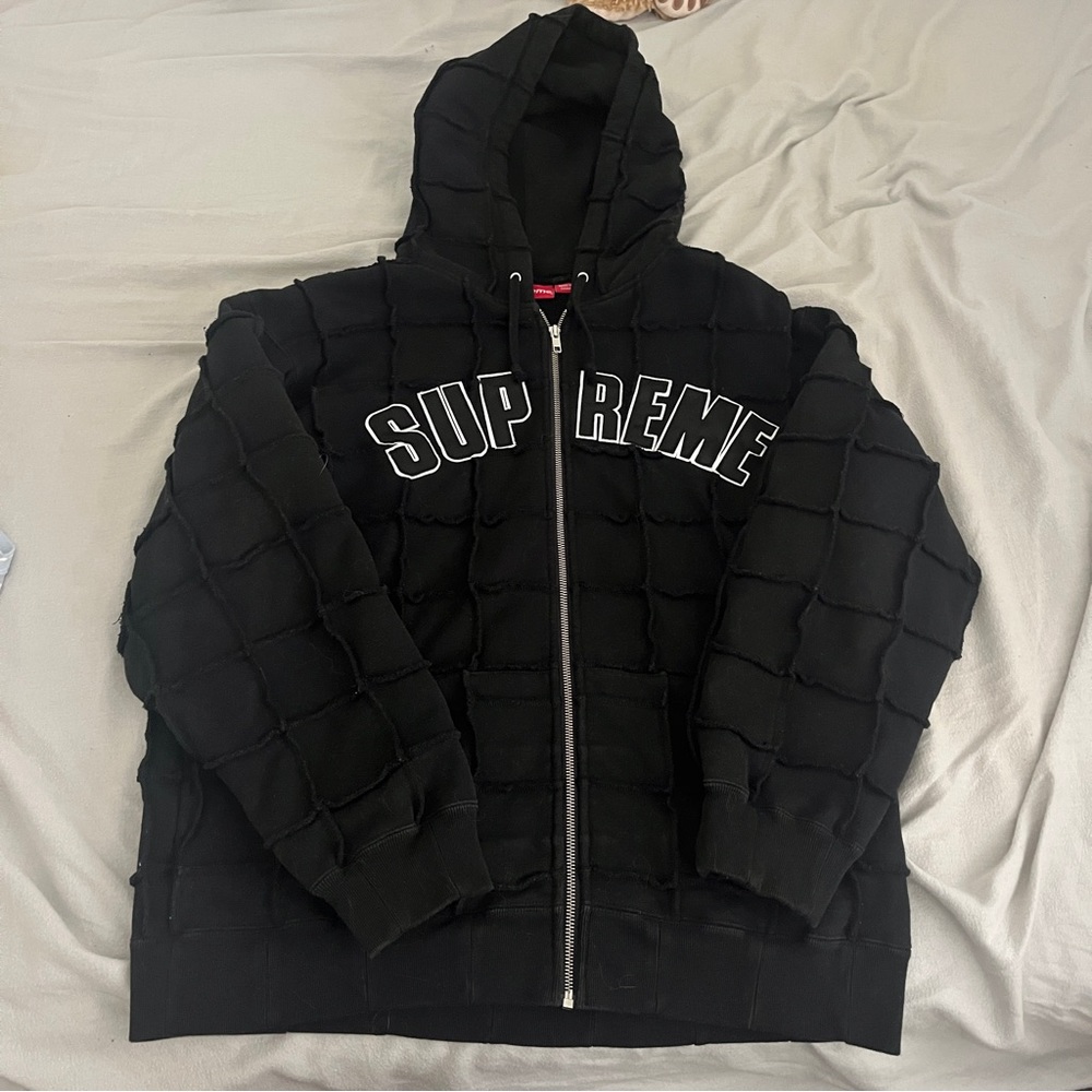 Supreme Reverse Patchwork Zip Up Hooded Sweatshirt - image 2